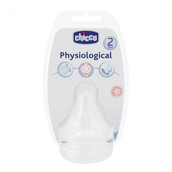Chicco Tetină Physiologic anticolici, silicon, flux mediu, 2+, 2buc (816260/208232)