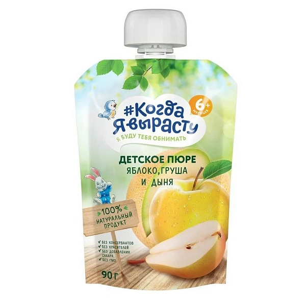 Kogda ea virostu Pireu mere, pere, pepene galben 90g