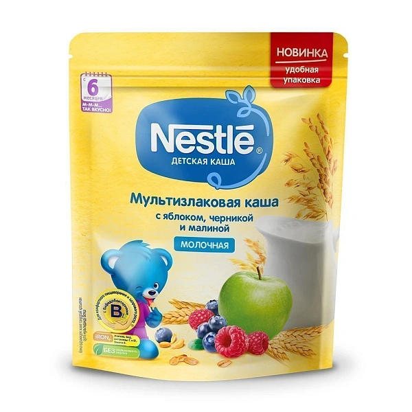 Nestle Terci Lapte Multicereale măr, afine, zmeură 220g Nestle Terci Lapte Multicereale măr, afine, zmeură 220g