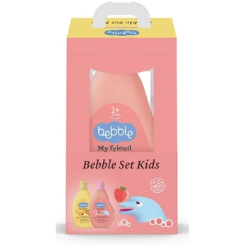 Bebble Set Kids Sampon si gel de dus p/u copii Banana 250ml+Sampon si gel de dus p/u copii Căpșună