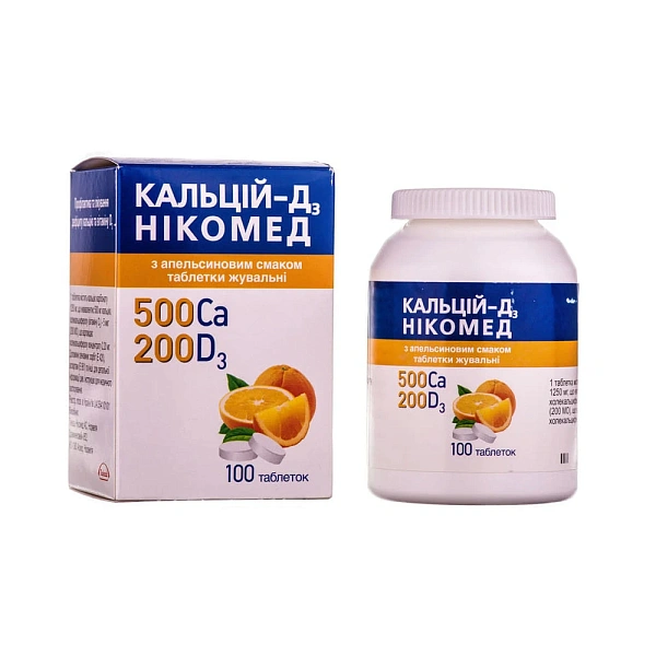 Calciu D3 cu gust de portocala comprimate mast. N100 (Nycomed)