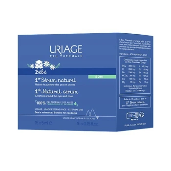 Uriage Bebe 1er Ser fiziologic pentru nas/ochi, unidoze, 5ml, 15buc