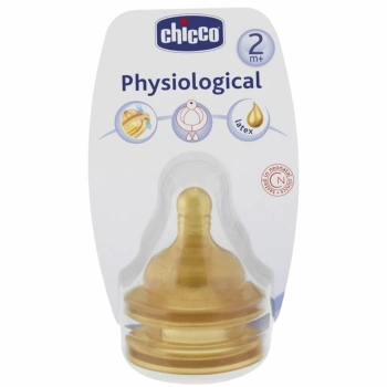 Chicco Tetină Physiologic anticolici, latex, flux mediu, 2+, 2buc (208222) (TVA=8%)