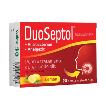 DuoSeptol Lemon 5mg/1mg, comprimate pentru gât N24
