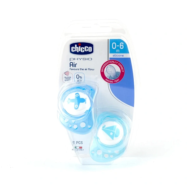 Chicco Suzeta Physio Air silicon p/u baietei, 0+, 2 buc (7503021)