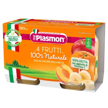 Plasmon Piure omogenizat din 4 fructe, +6luni, 2x104g