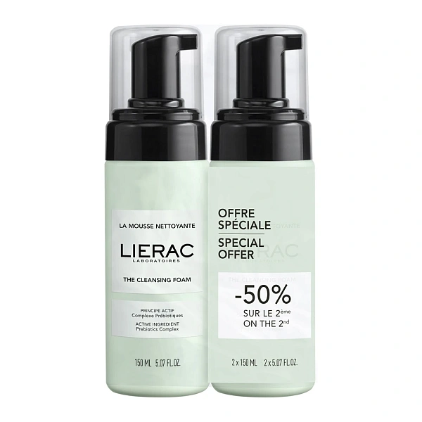 LIERAC Spuma de curatare 2x150ml
