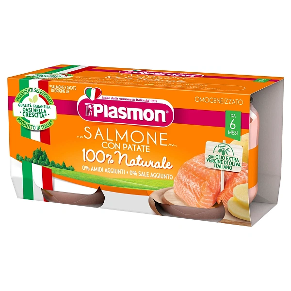 Plasmon Piure omogenizat din somon si legume, +6 luni, 2x80g