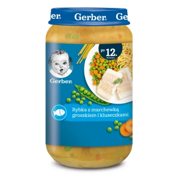 Gerber Junior Pireu peste, morcov, mazare 250g