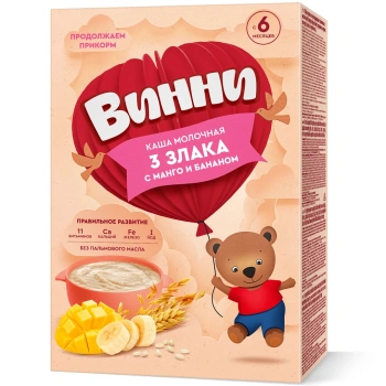 Vinni Terci Lapte 3 Cereale cu mango și banane 200g