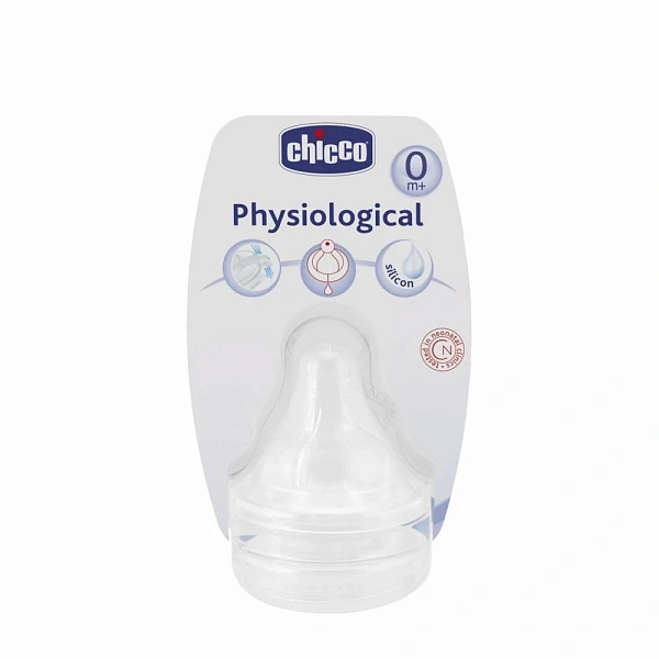 Chicco Tetină Physiologic anticolici, silicon, flux normal, 0+, 2buc (208112)