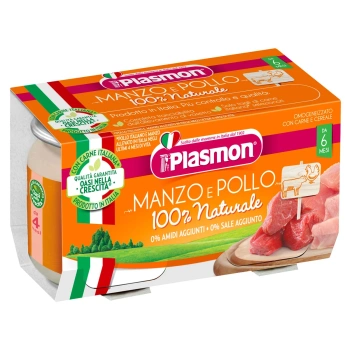 Plasmon Piure omogenizat din carne de pui si vita, +6luni, 2x80g