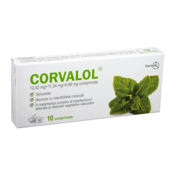 Corvalol 12,42mg+11,34mg+0,88mg comp. N10