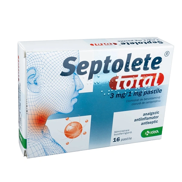 Septolete total 3mg/1mg pastile N8x2 Septolete total 3mg/1mg pastile N8x2