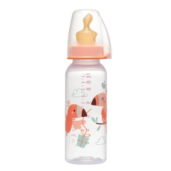 NIP Family Biberon din plastic, oranj, tetina anatomică, anti-colici, latex, flux M, mărimea 2 (6+lu