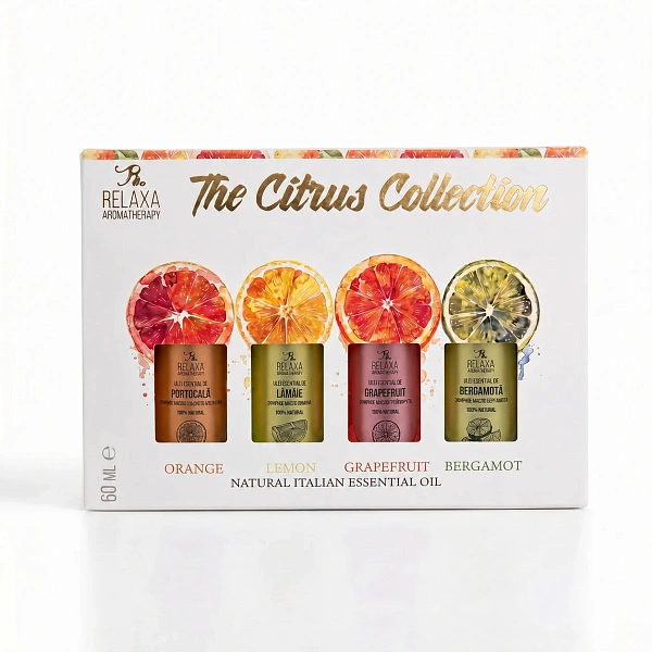 Relaxa Ulei Eteric Set Citrus Collection (portocală, lămâie, grapefruit, bergamota) 15mlx4
