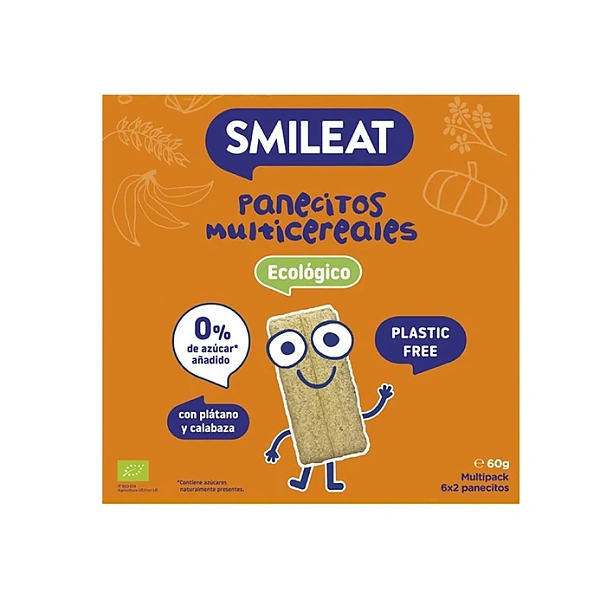 Smileat Painici (Biscuiti) organice multicereale cu banana și dovleac 6luni +, 60gr Smileat Painici (Biscuiti) organice multicereale cu banana și dovleac 6luni +, 60gr