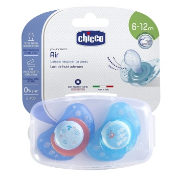 Chicco Suzeta Physio Air silicon pentru baietei, 6+, 2 buc (7503221)