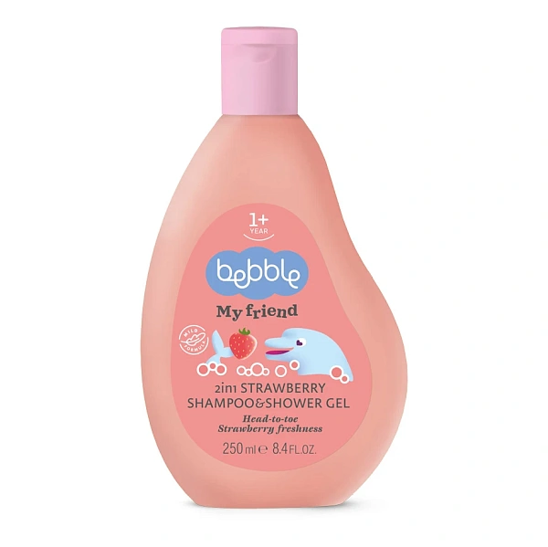 Bebble My Friend Sampon si gel de dus p/u copii 2in1 Capsuna 1+, 250ml