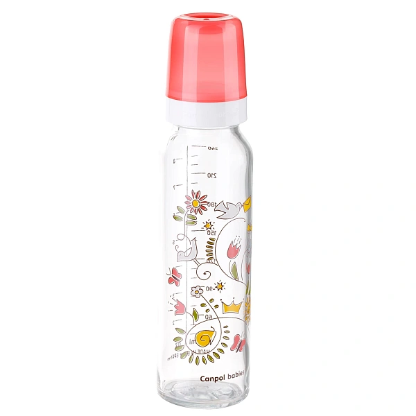 Canpol Baby 42/201 Biberon din sticla cu desen 220ml Canpol Baby 42/201 Biberon din sticla cu desen 220ml