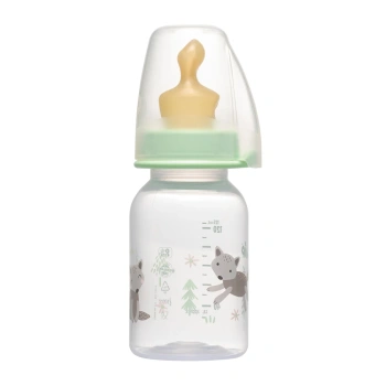 NIP Family Biberon din plastic, verde, tetina anatomică, anti-colici, latex, flux S, mărimea 1 (0-6l