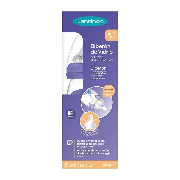 Lansinoh Biberon din plastic, tetină silicon, flux lent, 0% BPA, 0+, 160ml (75820)