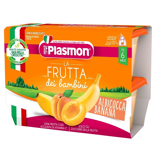Plasmon Piure din caise si banane, 4x100g +6 luni